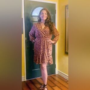 Brown Floral shirt dress/ Medium/ Eva Mendez brand